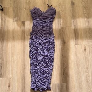 Elegant Purple Ruched Dress